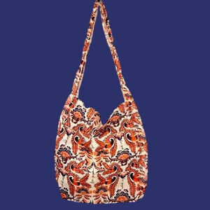 Free People Travel ✈️ Light Tote Bag NWOT Orange Navy Blue